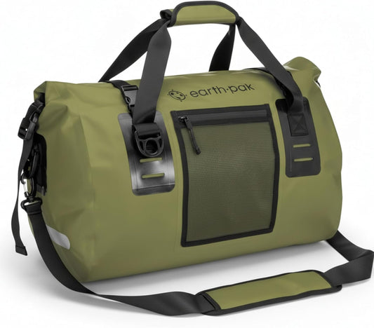 Earth Pak Waterproof Duffel Bag - Heavy Duty Motorcycle Dry Bag with Large Storage Space Perfect for Traveling, Camping, Kayaking, Fishing & Canoeing Bag 50L/70L/90L/120L Sizes