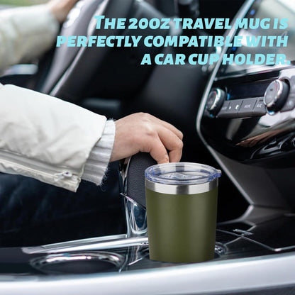 20oz Tumbler with Straw and Brush, Stainless Steel Vacuum Insulated tumbler, Double Wall Insulated Coffee Tumbler for Outdoor, Home, Travel,Office (Army Green,4pcs)