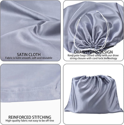 6 Pack Dust Bags for Handbags Silk Dust Cover Bag for Handbags Purses Shoes Boots, Silk Dustproof Drawstring Bag Travel Storage Pouch (Gray, 23.6 × 19.6 in)