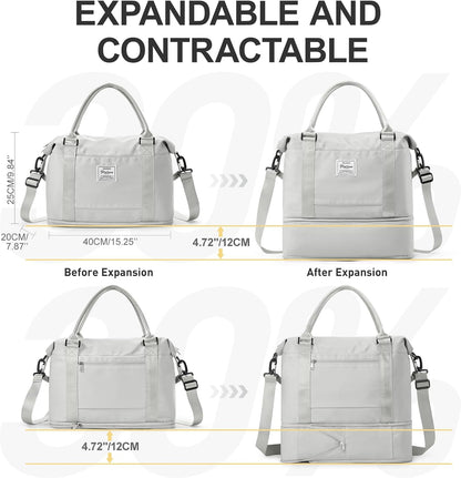 Travel Duffel Bag, Sports Tote Gym Bag, Shoulder Weekender Overnight Bag for Women