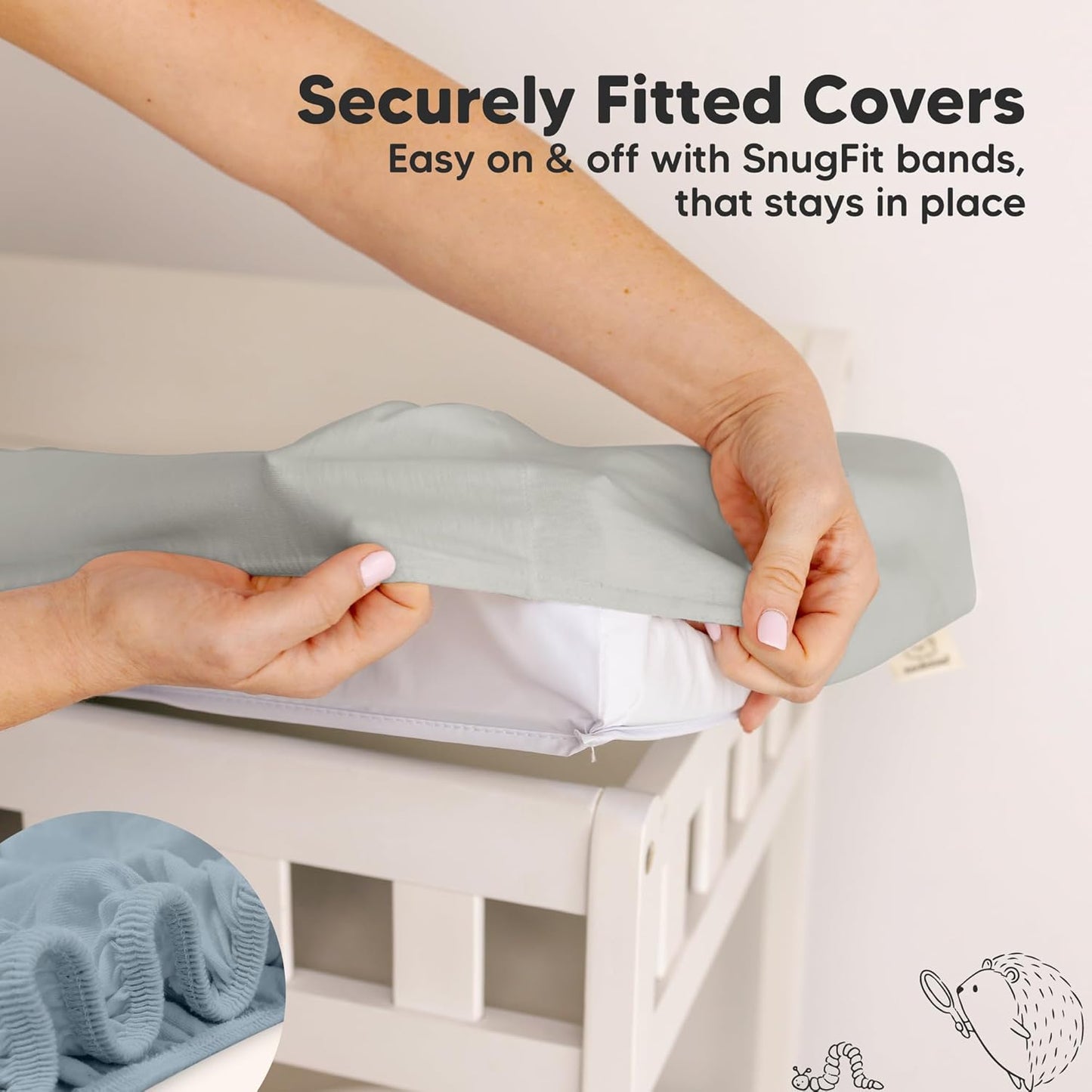 2-Pack Organic Changing Pad Covers for Girl, Boy, Neutral - 100% Cotton Changing Table Pad Cover, Soft Baby Nursery Diaper Changing Pad Sheets, Contour Changing Pads Liners, Change Pad Cover (Steel)