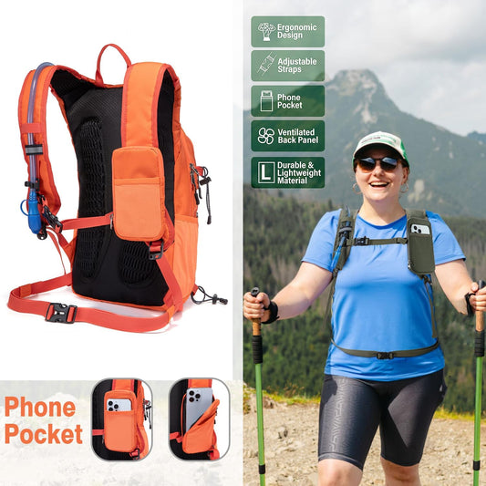 Insulated Hydration Backpack Pack with 2L Water Bladder Lightweight 22L Hiking Backpack Bag for Women Men Daypack for Hiking Running Festival Camping Biking
