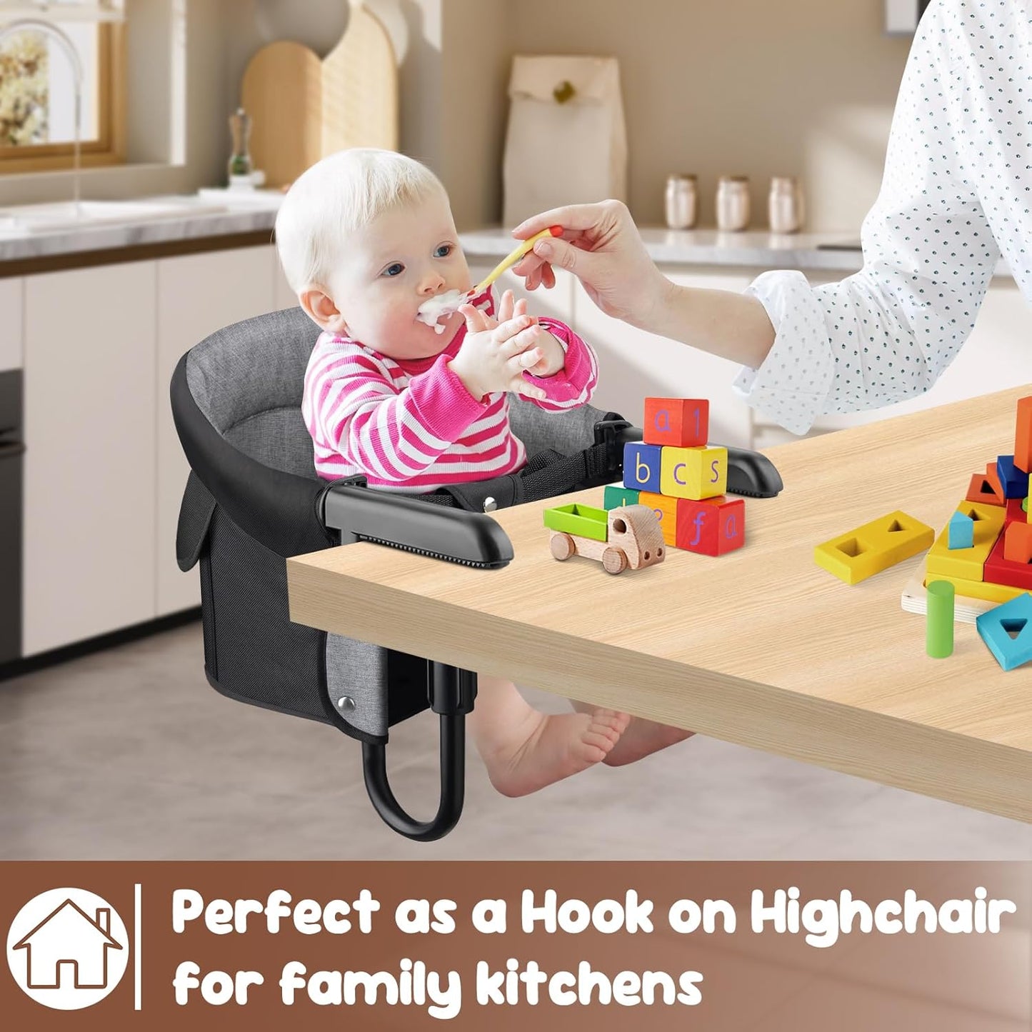 Hook On High Chair for Baby Toddlers (6-36 Months),Attach to Fast Table Chairs,Portable High Chair for Travel and Home,Restaurants,Foldable Storage Feeding Seat, Booster Seat for Kitchen Chair