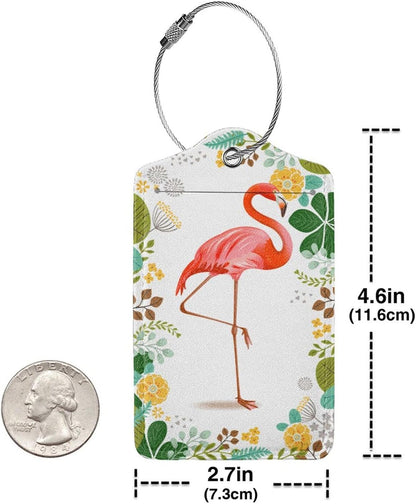 2 Pack Luggage Tag for Suitcase, Cute Unique Leather Suitcase Tags Identifiers with Privacy Name Address Labels & Durable Steel Loop for Women Men Travel