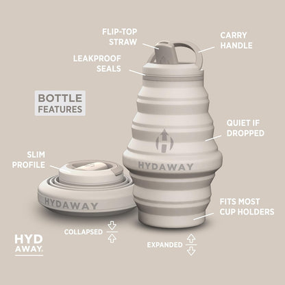 HYDAWAY 17oz Collapsible Water Bottle - BPA-Free, Leakproof, Lightweight, and Space-Saving - Perfect for Travel, Hiking, and Everyday Hydration