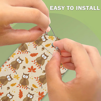 2 Pack Luggage Tags for Suitcase,Autumnal Leaves and Owl Bird Leather Luggage Tag Bag Tags Identifiers Privacy Cover Id Label with Steel Loop for Women Men Girls Boys Travel