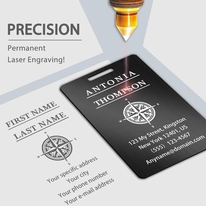 Personalized Luggage Tags for Suitcases (2/4/6/8 Pack) - Custom Engraved Metal Travel Tag, Customizable Pattern/Name/Text for Bags Backpacks Suitcases