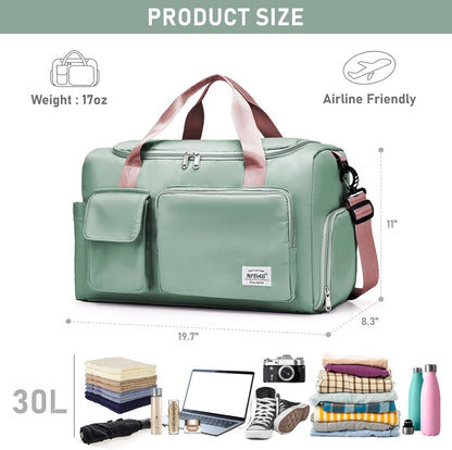 NPBAG Women Travel Duffel, Multi Functional Large Expandable Weekender Carry-on Tote, Gym Workout Overnight Bag, Mommy Hospital Bag for Labor and Delivery