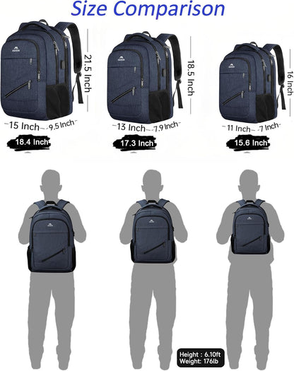 MATEIN Extra Large Laptop Backpack for Men, 50 L Travel Carry On TSA Approved Backpack with USB Port & Trolley Sleeve, Waterproof Business Work Bag Fits 18.4 Inch Computer Notebook, Dark Blue