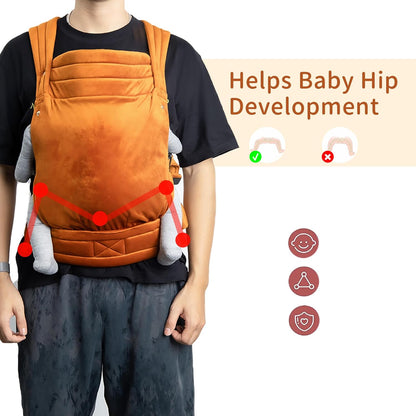 Baby Carrier for Newborn to Toddler, Cozy Baby Wrap Carrier 7-35 lbs, Ergonomic Backpack Design, Front and Back Facing Options, Orange