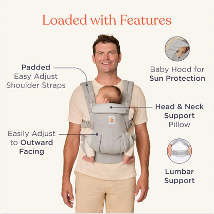 Ergobaby Omni Classic Baby Carrier Newborn to Toddler - Breathable Baby Carriers for Summer - All-Position Carrier with Lumbar Support (7-45 Pounds), Cotton, Pure Black