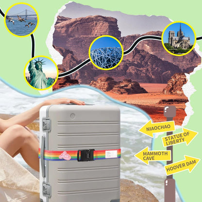 Adjustable Luggage Straps with Combination Lock – 4 Pack Bright Colors, Quick-Release Buckle, Secure Travel Luggage Straps for Added Safety（Multicolour）