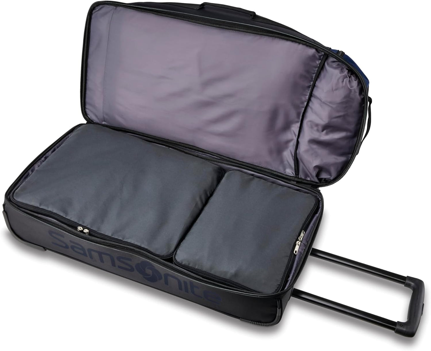 Samsonite Andante 2 Wheeled Duffel Bag – 32-Inch Durable Rolling Luggage with Inline Skate Wheels, Push-Button Handle & Spacious Compartments – Travel-Friendly and Lightweight- Navy/Black