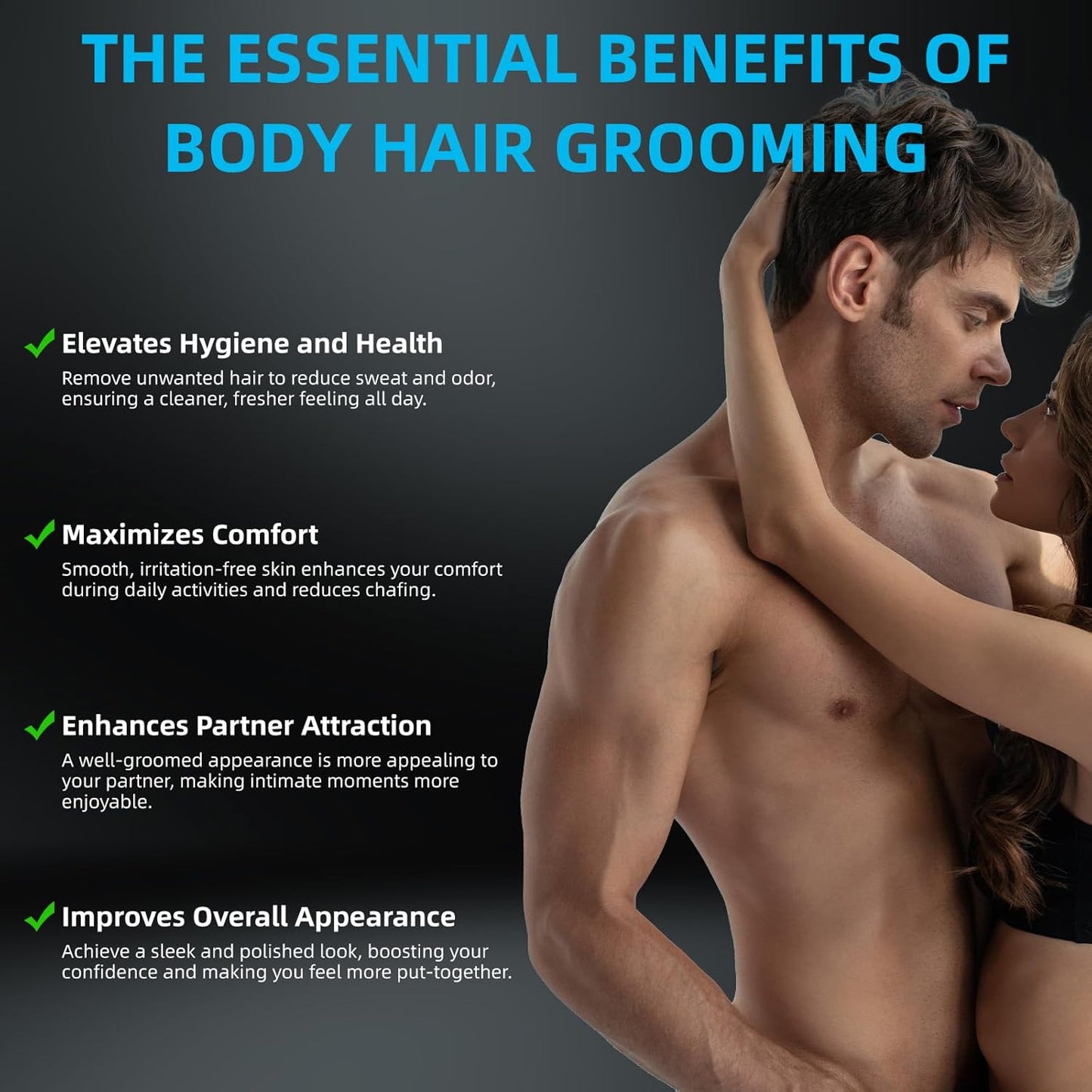 INVJOY Manscape Body Trimmer for Men, Waterproof Electric Razor/Shavers with Dual-Head for Facial, Pubic & Groin Hair Grooming, Ceramic & Foil Blades Hair Trimmer with LED - Birthday Gift for Him Dad