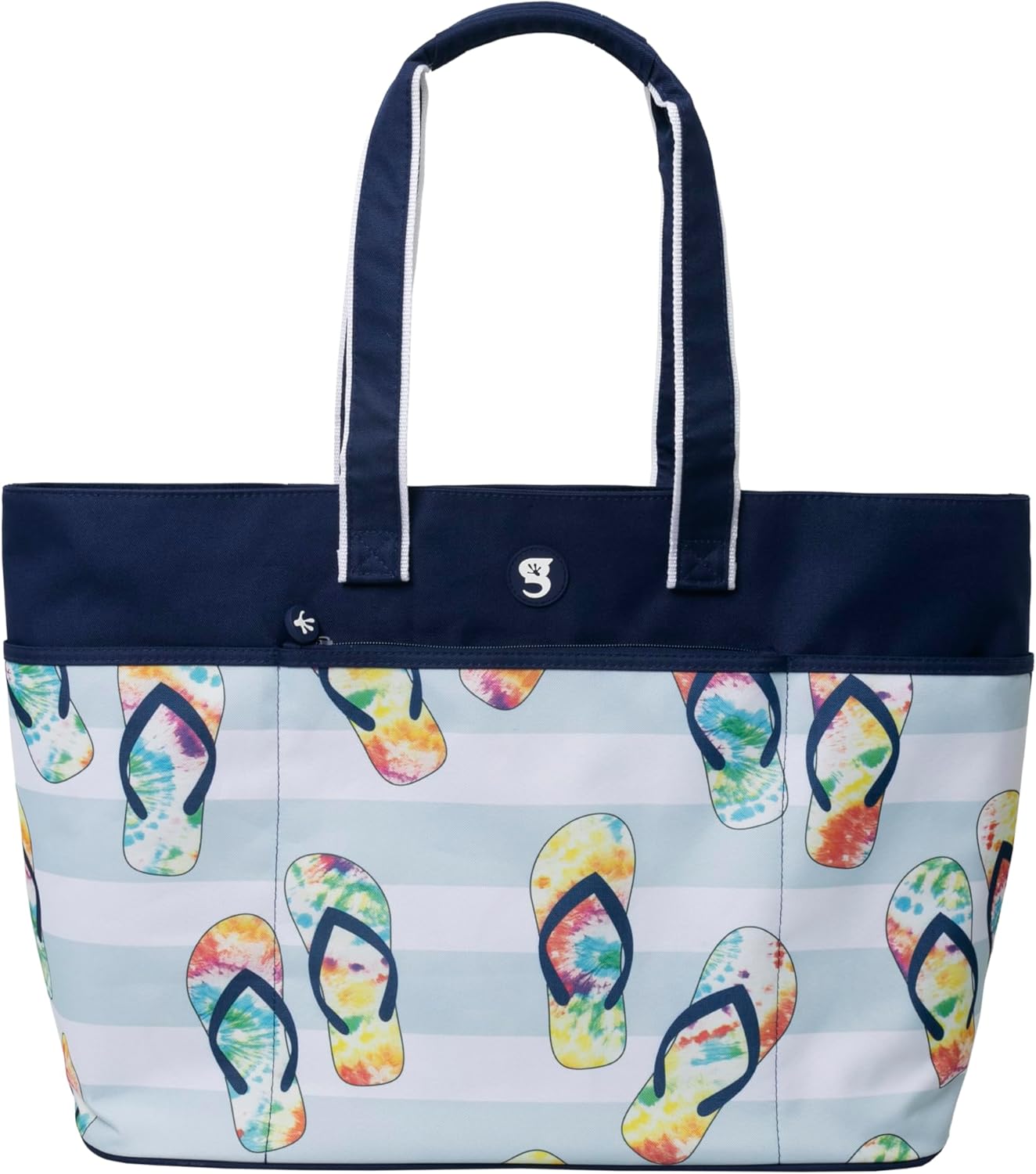 geckobrands Oversized Beach Tote – Large and Stylish Beach Bag with 4 Exterior Pockets and Zippered Internal Compartment