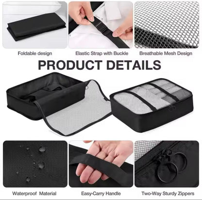 9 Set Packing Cubes for Suitcases, Aydicon Travel Luggage Packing Organizers with Laundry, Toiletry Bag, Compression Storage Shoe Bag, Toothbrush Case, Travel Essentials (Black)