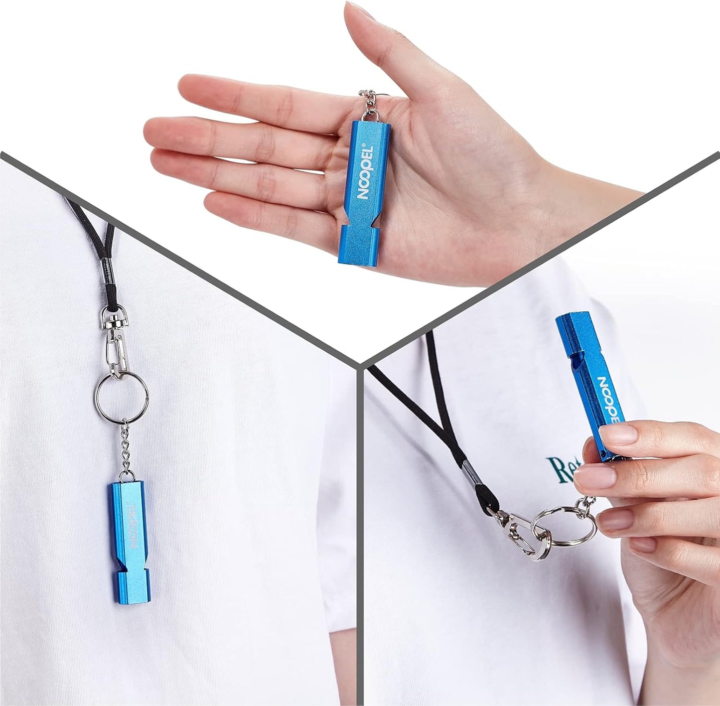 Noopel Emergency Whistles Lifeguard Safety Whistle with Lanyard and Keychain for Outdoor Camping Hiking Boating Backpacking Fishing Kayak Kids Rescue Signaling Loud Survival Whistle