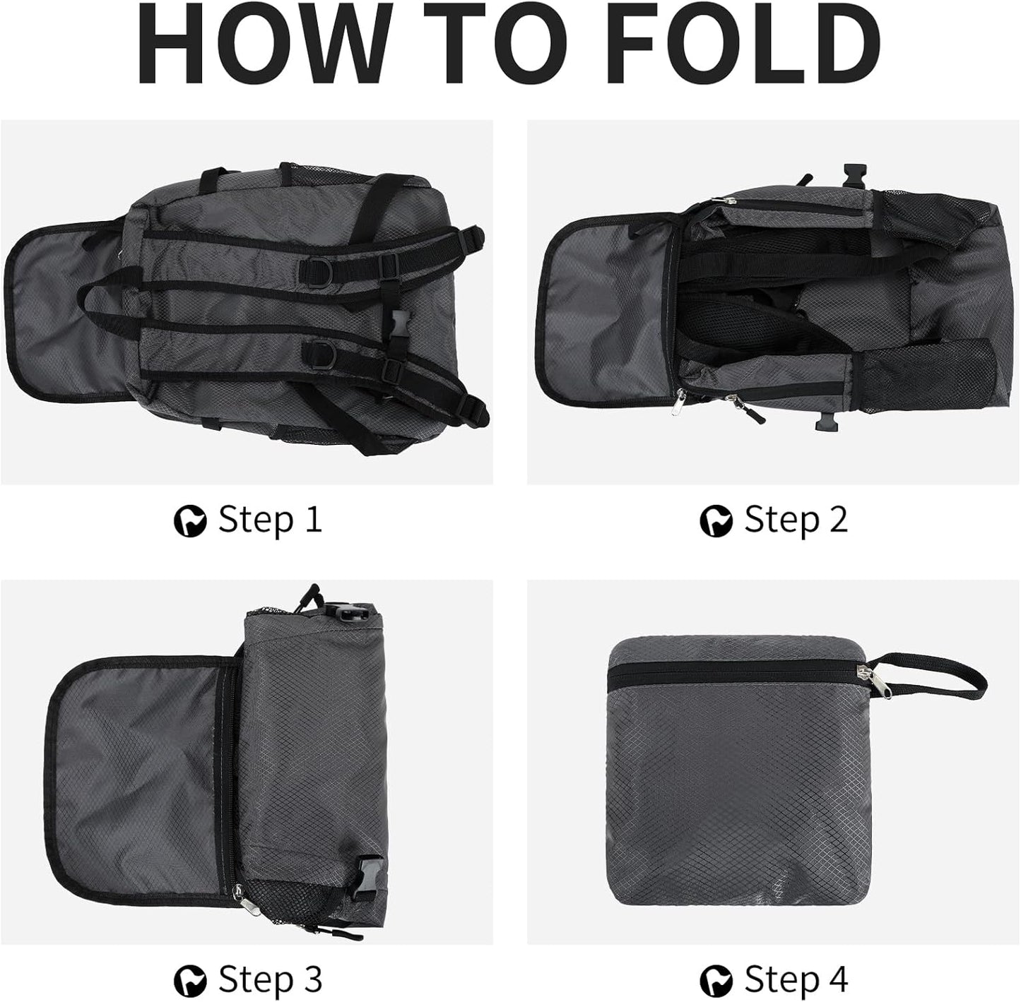 Small Hiking Daypack,15L Waterproof Hiking Backpack Packable Lightweight Travel Day Pack for Women Men (Grey, Small)