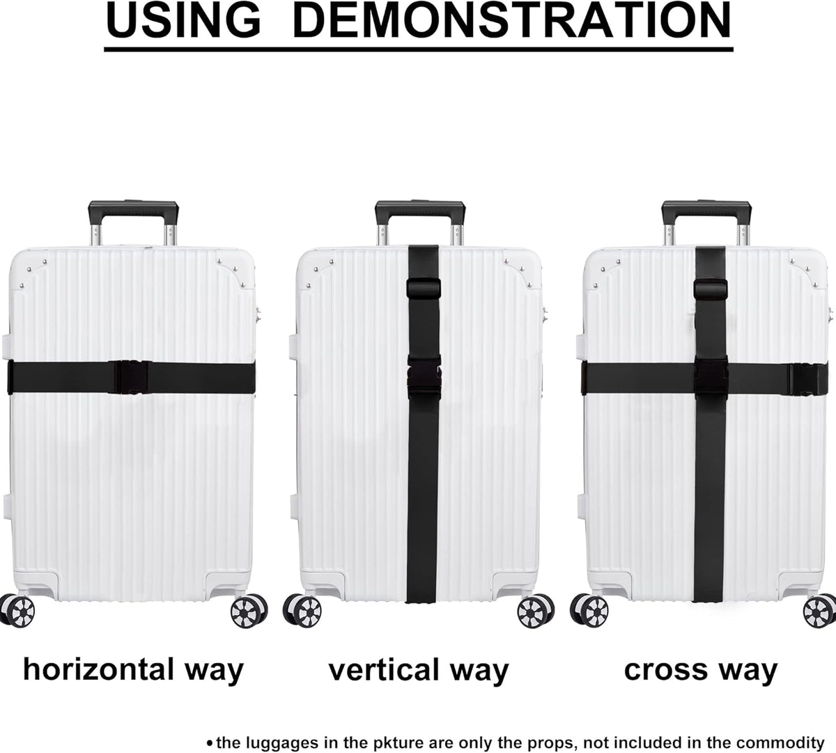 Luggage Straps for Suitcases TSA Approved Travel Belt 4 Pack by Chelmon (Black)