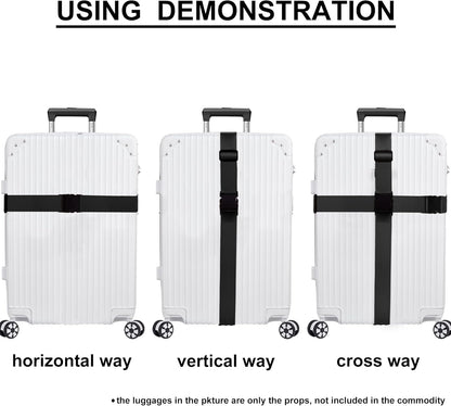 Luggage Straps for Suitcases TSA Approved Travel Belt 4 Pack by Chelmon (Black)