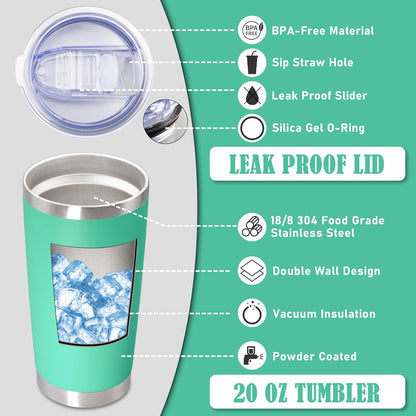 20 oz Tumbler Coffee Tavel Tumblers Bulk with Lid Stainless Steel Double Wall Vacuum Insulated Mug Powder Coated Cups fit Car Cupholder for Hot and Cold - Light Blue, 12Pack