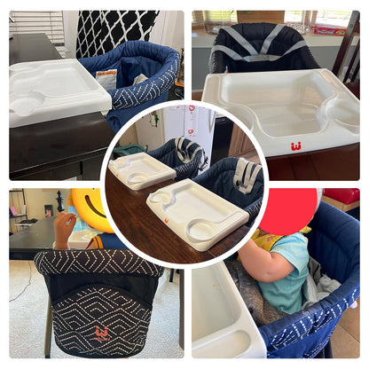MTWML Hook On High Chair with Tray,Portable Baby High Chair That Attaches to Table,Clip On Fast Table High Chair for Babies and Toddlers.Baby Feeding Seat for Dining Table and Counter (Stripe-Blue)