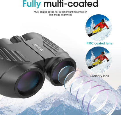 20x25 Binoculars for Adults and Kids, High Power Easy Focus Compact Binoculars with Low Light Vision for Bird Watching and Travel