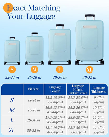Slohif Luggage Cover for Suitcase Tsa Approved Protector - Luggage Sleeve Suit Case Cover Travel Stretch Large Baggage Case Protective Washable Fit 22-24 Inch Light Blue
