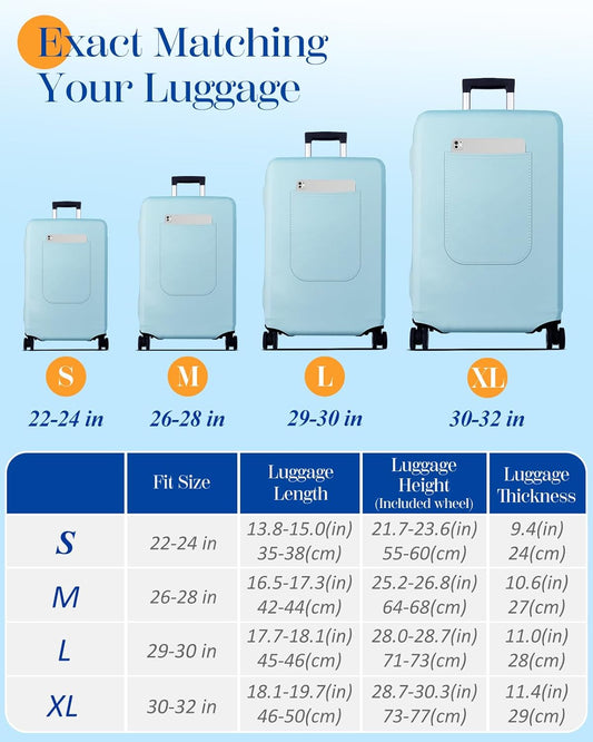 Slohif Luggage Cover for Suitcase Tsa Approved Protector - Luggage Sleeve Suit Case Cover Travel Stretch Large Baggage Case Protective Washable Fit 26-28 Inch Light Blue