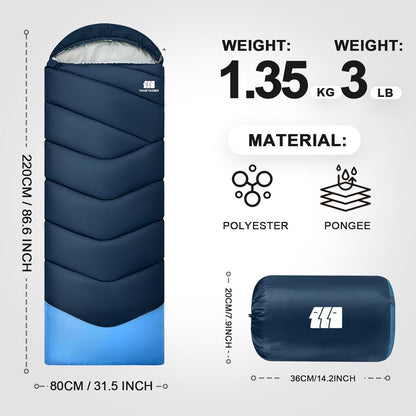 Sleeping Bags for Adults Cold Weather,Portable, Waterproof,Lightweight Sleeping Bag for Tall Girls Boys with Compression Sack for Warm Camping, Hiking, Outdoor & Indoor