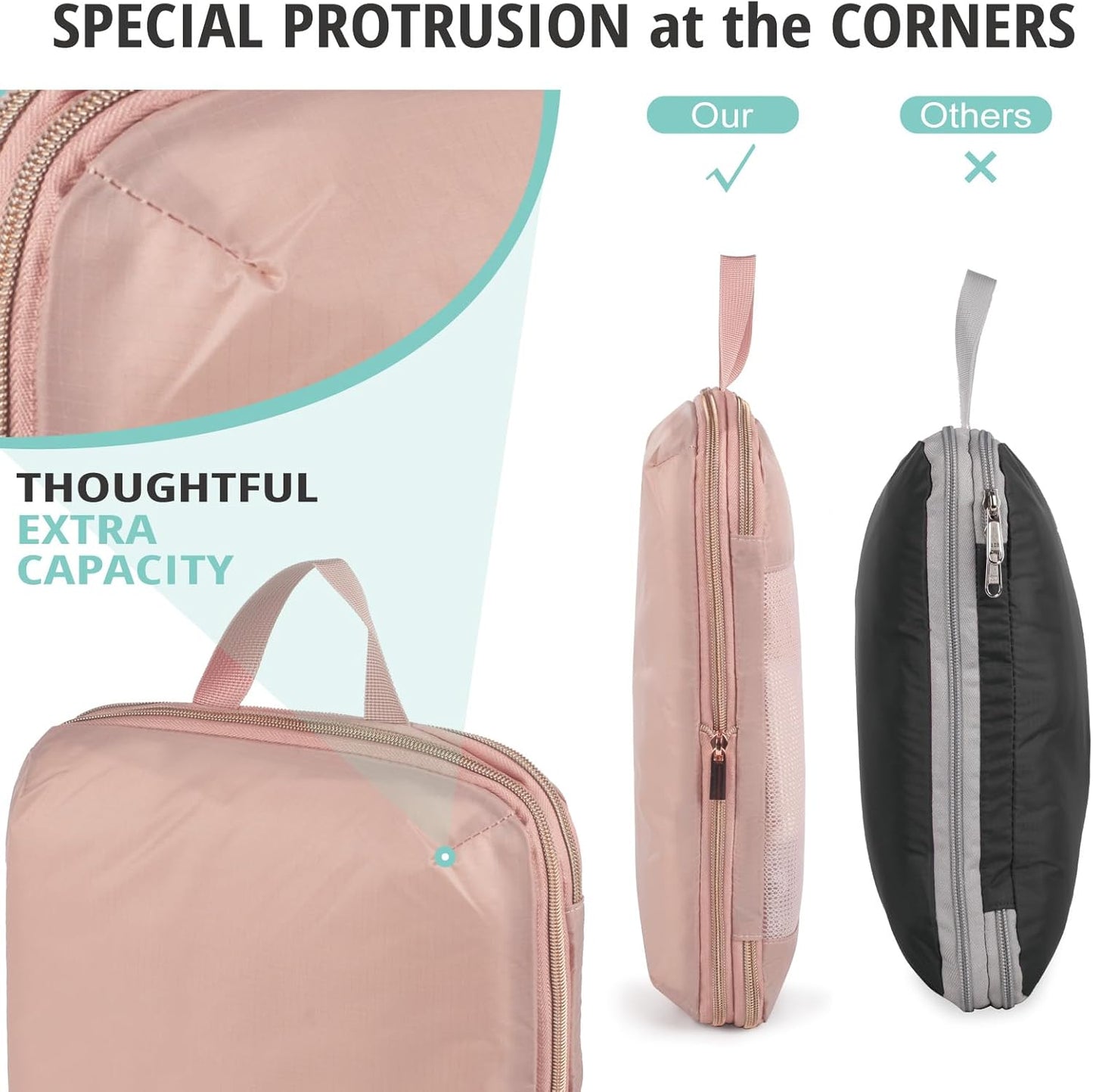 Expandable Compression Packing Cubes for Suitcases,6 Set Lightweight Compressible Travel Packing Organizer for Carry on Suitcase,Organizer Bags Set as Travel Essentials for Women