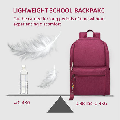 OMOUBOI 14 inch Travel Laptop Backpack for Women Men Teen 20L Weekender Casual Daypacks Airline Approved Lightweight College School Bookbag Wine Red