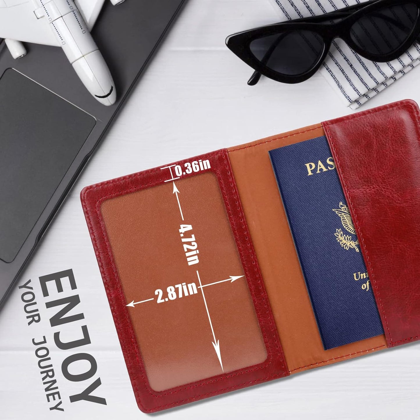 TIGARI Passport Holder for Travel Women Men, PU Leather Passport Wallet Cover Case Sleeve, Waterproof Protected Document Organizer, Family Vacation Plane Cruise Travel Essentials-Brown