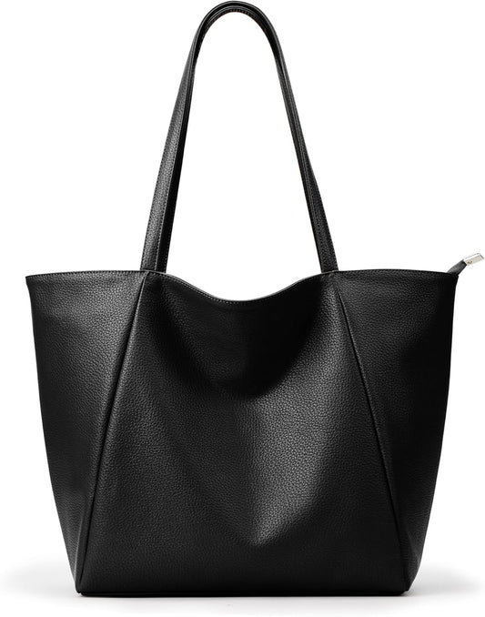 KALIDI Large Tote Bag Vegan Leather Casual Zipper Work Bag Weekender Hobo for Women 23L Oversize Shoulder Travel Purse