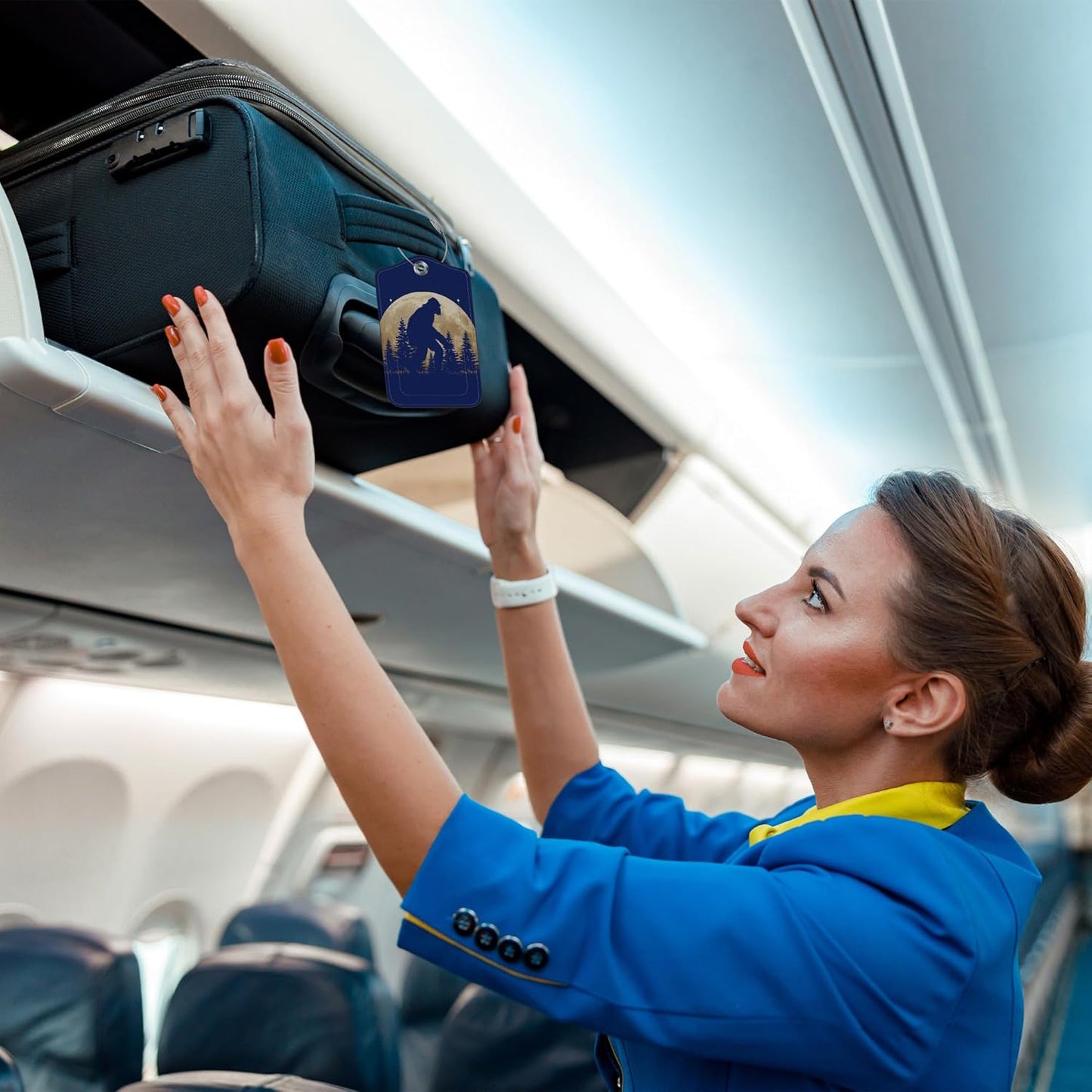 2 Pack Luggage Tag for Suitcase Black Sasquatch Leather Suitcase Tags with Privacy Name ID Label and Stainless Steel Loop for Travel Bag