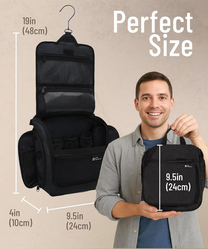 D&D Hanging Travel Toiletry Bag for Men and Women – Large Cosmetics, Makeup and Toiletries Organizer Kit with 10 Compartments, YKK Zippers, XXL Metal Swivel Hook, Water-Resistant Nylon