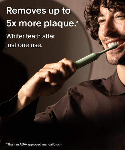 SURI Recyclable Plant-Based, Electric Toothbrush Heads - Built-in Tongue Scraper, Long Lasting Replacement Heads | Compatible Only Sonic Electric Toothbrush - Winter Fern, Pack of 3