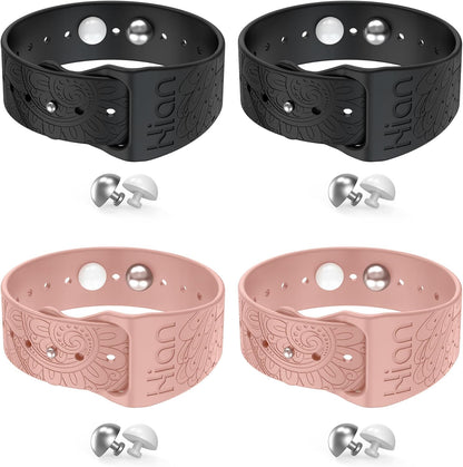 Hion Motion Sickness Bracelets Sea Sickness Wristbands for Motion Sickness/Morning Sickness/Pregnancy Nausea Anti Nausea Wristband Acupressure Nausea Bands Motion Sickness Bands（2Pairs-Black+Pink