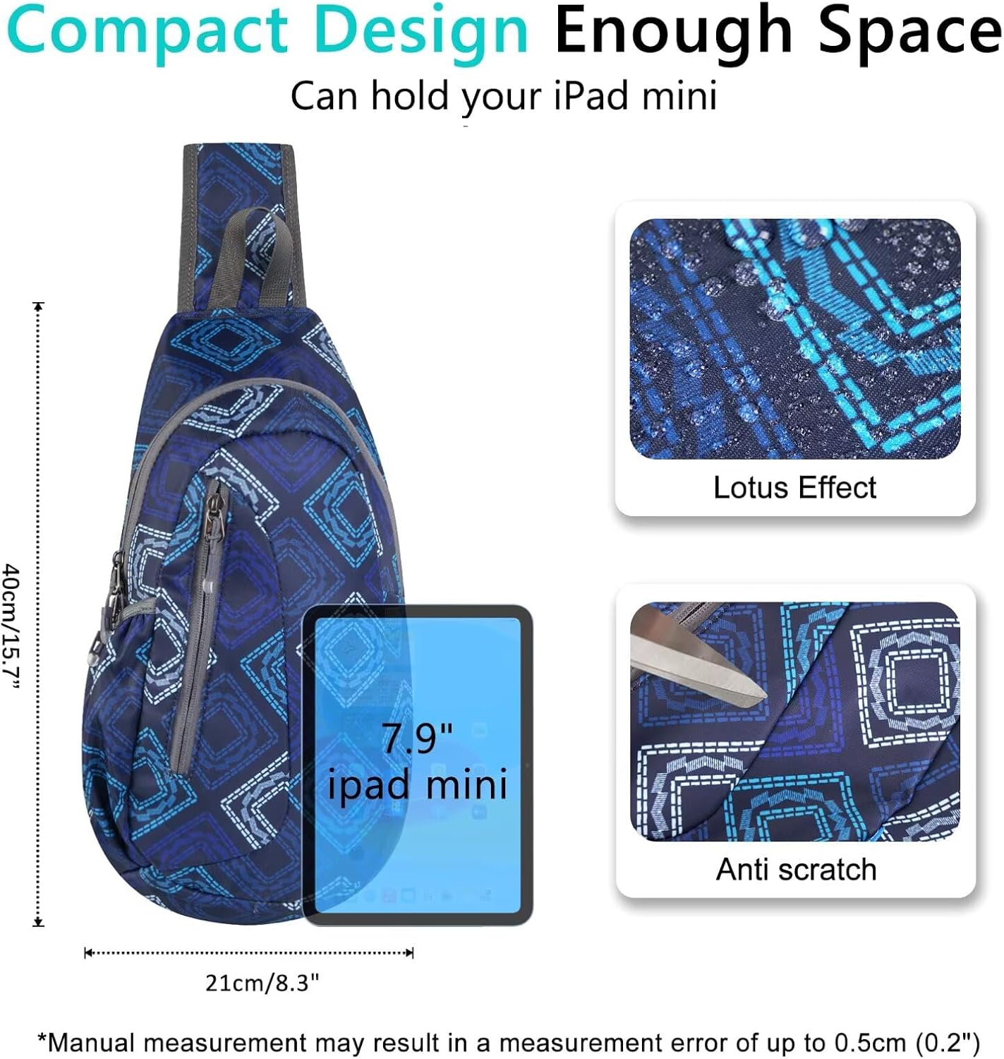 TITECOUGO Small Sling Bag, Lightweight Crossbody Backpack for Men Women, Shoulder Bag for Sports and Outdoor