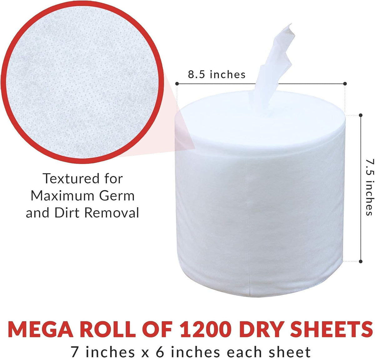 Dry Wipes Refill Set: 7200 Wipes (7" x 6"): Make Your Own Wet Wipes Using Your Preferred Cleaning Solution: 6 Refill Mega Rolls
