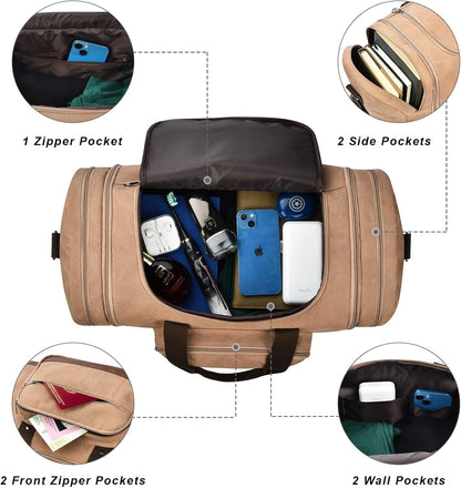 Dimayar Expandable Duffle Bag for Men, 50L Large-Capacity Weekender, Water-Resistant Mens Duffle Bags for Traveling, Lightweight & Durable Overnight Carry-On, Versatile Gym and Travel Bag