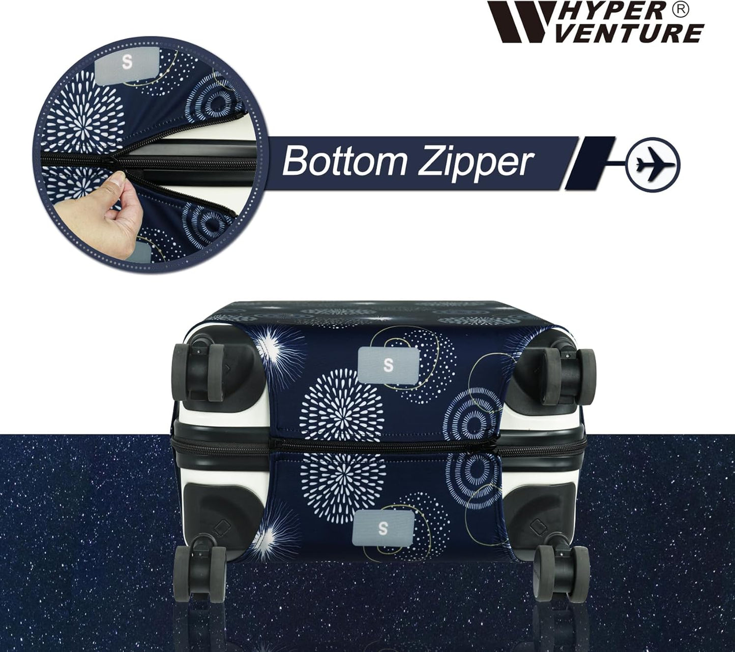 HYPER VENTURE Washable Luggage Cover - Fashion Suitcase Protector Fits 31-32 Inch Luggage (Sparkler, XL)