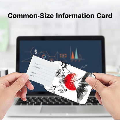 Japanese Cherry Blossoms Storks Leather Luggage Tag for Suitcase 2 Pack Luggage Tag with Privacy Name ID Label and Stainless Steel Loop for Travel Bag Suitcase