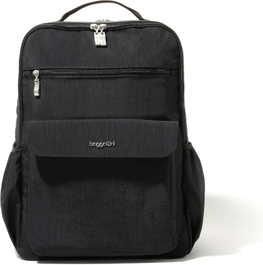 Baggallini Everyday Laptop Backpack - 11x15.5 Lightweight Water-Repellent Nylon Travel Bag w/Padded Laptop Sleeve & RFID