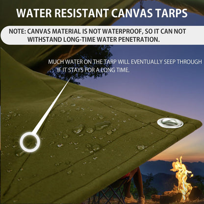 FoundGo Canvas Tarp 20x30ft Heavy Duty Waterresistant Tarps with Grommets, UV Resistant, 22 Mil Tarpaulin,14 oz Durable Cloth Covers for Car, Roof, Boat, Camp, Canopy, Woodpile with Ropes-Moss
