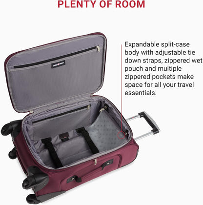 SwissGear Sion Softside Expandable Luggage, Merlot, Carry-On 21-Inch
