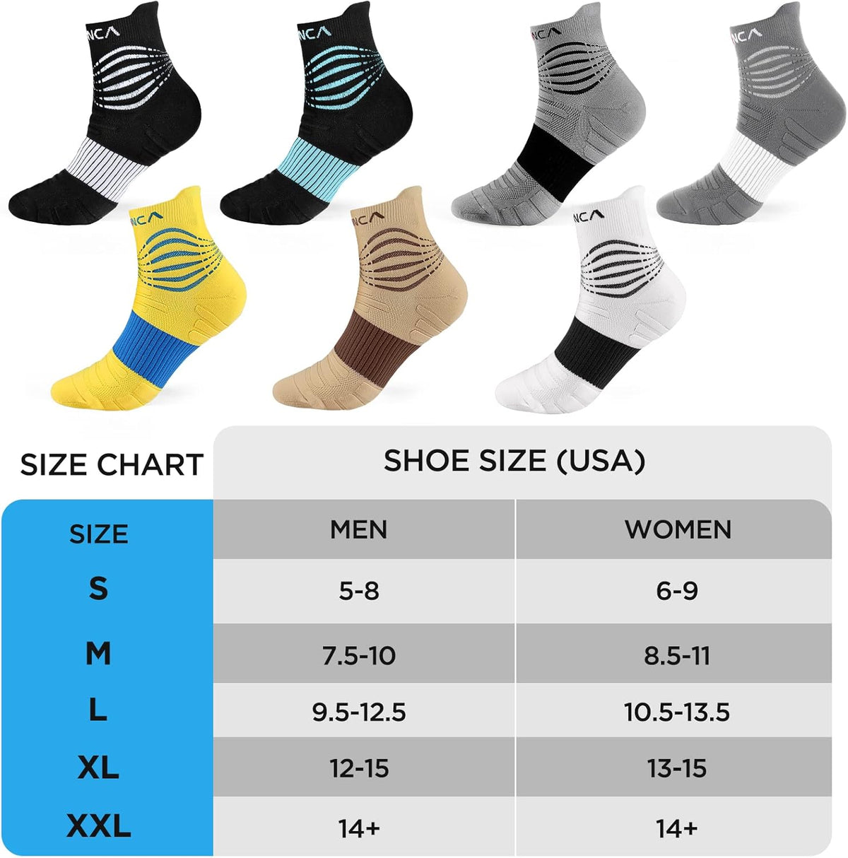 NEENCA Professional Compression Socks, Medical Athletic Ankle Socks for Injury Recovery & Pain Relief, Sports Protection, Circulation —1 Pair, 20-30 mmhg