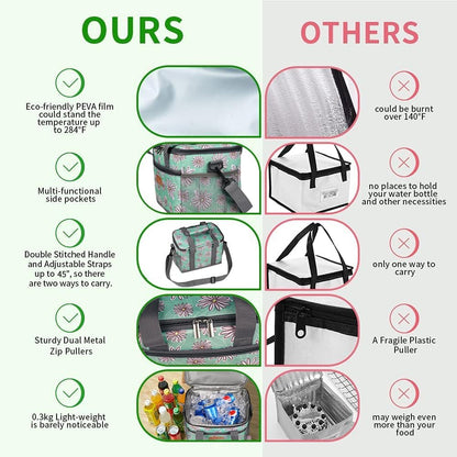 iknoe Large Foldable Cooler Bag, 8.5L Insulated Lunch Bag, Leakproof Lunch Cooler Tote with Multi-Bag Design Suitable for Beach, Picnic and Office Use, Nattier Blue 15-Can