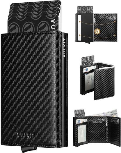 VULKIT Pop up Card Wallet Minimalist Cash Wallets RFID Blocking Leather Smart by VULKIT