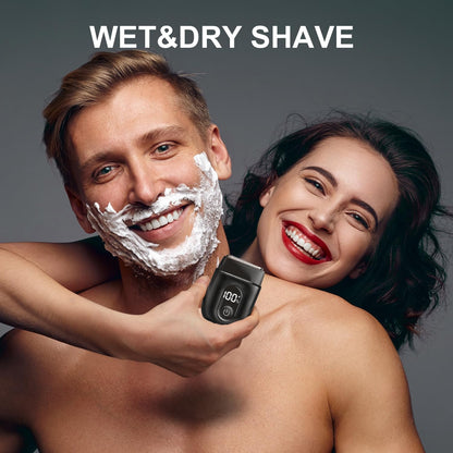 Electric Foil Shavers for Men: Mini Electric Razor with Big LED Display & 3 Floating Blades - IPX7 Waterproof Wet Dry Face Razor, USB Type C